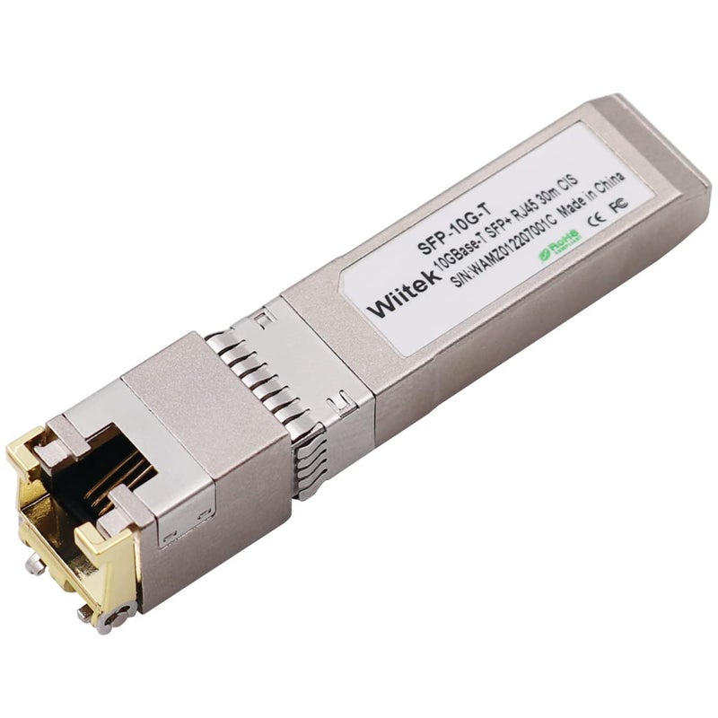 Wiitek 10Gb SFP+ to RJ45 Modules, 1.25G/2.5G/5G/10GBase-T Ethernet to SFP+ Transceiver Compatible for Cisco SFP-10G-T-X, Ubiquiti, Netgear AXM766, Mikrotik S+RJ10, Unifi (Cat 6a/7 or Better, 30-Meter) - Image 1
